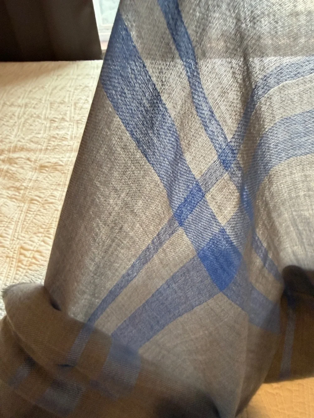 Ermenegildo Zegna Gray Scarf with Blue Stripes made in Italy 55x55